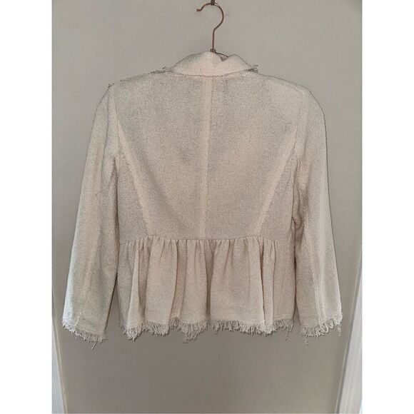Rebecca Taylor Summer Star Cream Moto Style Tweed Jacket Size 6 Retail $495 - Picture 3 of 3